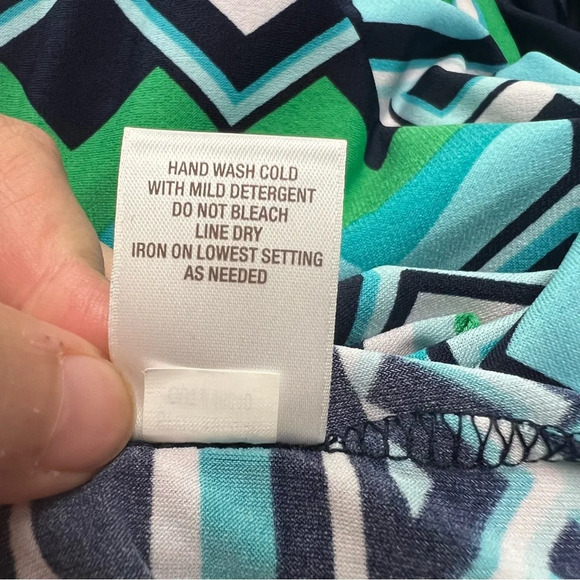 NWT Signature Camryn Dress Geometric Turquoise Navy Green Sheath Petite Size 14P - Picture 16 of 16